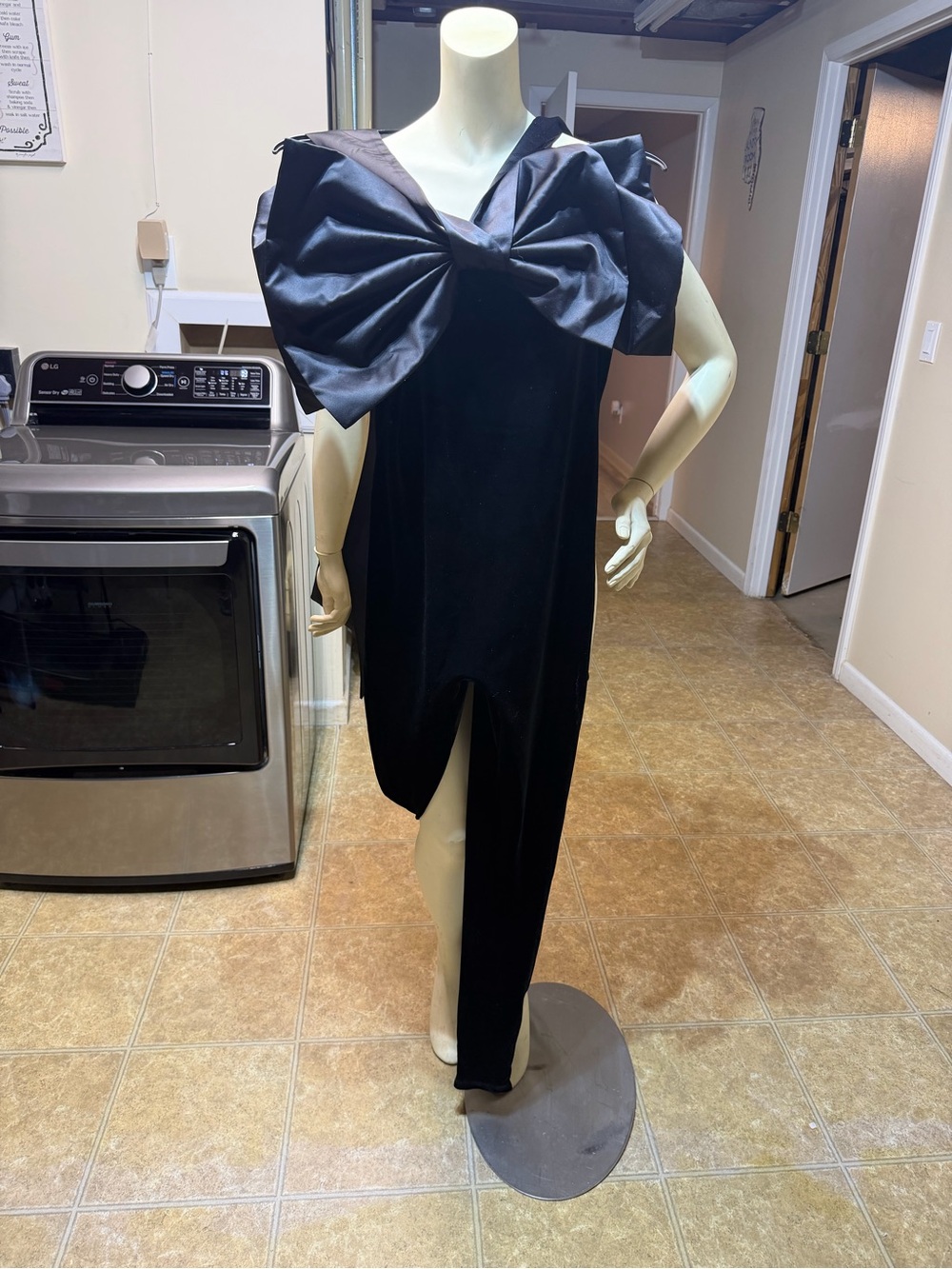 AKIRA Black Asymmetric Bow-Detail Jumpsuit